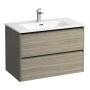 Laufen Palace 800mm 2 Drawer Vanity Unit & Basin with Black Handles - Light Elm