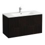 Laufen Palace 1000mm 2 Drawer Vanity Unit & Basin with Black Handles - Dark Brown Elm