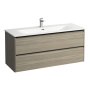 Laufen Palace 1200mm 2 Drawer Vanity Unit & Basin with Black Handles - Light Elm