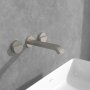 Villeroy & Boch Dawn Slim Wall-Mounted Three-Hole Basin Mixer - Matt Brushed Nickel