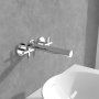 Villeroy & Boch Loop & Friends Wall-Mounted Three-Hole Basin Mixer - Chrome