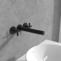 Villeroy & Boch Loop & Friends Wall-Mounted Three-Hole Basin Mixer - Matt Black