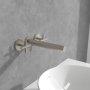 Villeroy & Boch Loop & Friends Wall-Mounted Three-Hole Basin Mixer - Matt Brushed Nickel