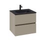 Villeroy & Boch Arto 600mm 2 Drawer Vanity Unit with Black Basin - Matt Sand Grey