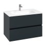 Villeroy & Boch Arto 800mm 2 Drawer Vanity Unit with White Basin - Satin Grey