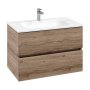 Villeroy & Boch Arto 800mm 2 Drawer Vanity Unit with White Basin - Oak Kansas