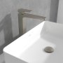 Villeroy & Boch Architectura Square Tall Single Lever Basin Mixer with Push Down Waste - Matt Brushed Nickel