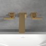 Villeroy & Boch Mettlach Wall Mounted Three-Hole Basin Mixer - Brushed Gold