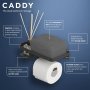 Coram Caddy Toilet Roll Holder with Shelf - Black