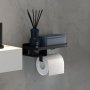 Coram Caddy Toilet Roll Holder with Shelf - Black