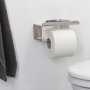 Coram Colar Toilet Roll Holder with Shelf - Brushed Stainless Steel