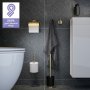 Coram Tune Toilet Roll Holder with Cover - Brushed Brass/Black