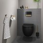 Coram Tune Toilet Roll Holder with Cover - Brushed Brass/Black