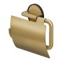 Coram Tune Toilet Roll Holder with Cover - Brushed Brass/Black