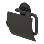 Coram Tune Toilet Roll Holder with Cover - Brushed Metal/Black