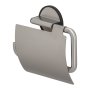 Coram Tune Toilet Roll Holder with Cover - Brushed Stainless Steel/Black