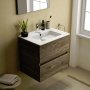 Ideal Standard Eurovit+ 50cm Wall Mounted Vanity Unit with 2 Drawers - Flint Hickory