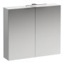 Laufen Base 800mm 2 Door Mirror Cabinet with Light & Shaver Socket - Gloss White