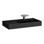 Kartell by Laufen 900mm SaphirKeramik Basin with Left Hand Shelf - Gloss Black