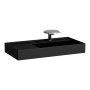 Kartell by Laufen 900mm SaphirKeramik Basin with Left Hand Shelf - Matt Black