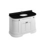 Burlington 1340mm Curved Vanity Unit with Doors and Worktop - Matt White