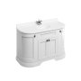 Burlington 1340mm Curved Vanity Unit with Doors and Worktop - Matt White