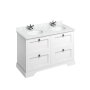 Burlington 1300mm Vanity Unit with Four Drawers and Worktop - Matt White