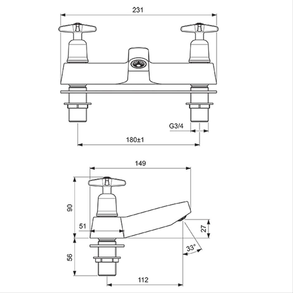 Armitage shanks Sandringham 21 Bath Filler Tap Crosshead - Chrome ...