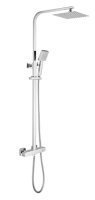 The White Space Yes Square Bar Shower System with Dual Control, Head & Slide Rail - Chrome