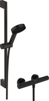 Hansgrohe Pulsify Select S Shower System 105 3jet Relaxation Ecosmart with Ecostat Element, Shower Bar 65cm & Accessories - Matt Black