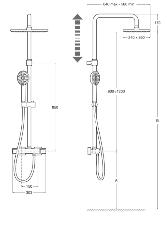 Roca Even-T Shower Column Rectangular Head | Bathroom Supplies Online