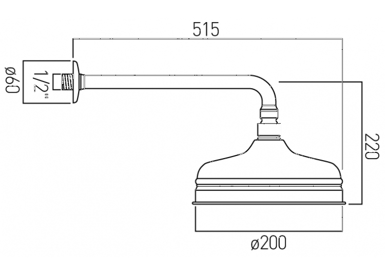 Vado Traditional Fixed Shower Head and Arm Bathroom Supplies Online